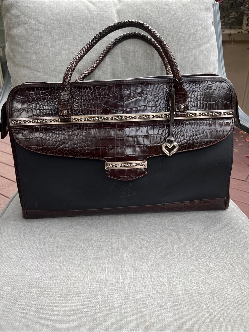 BRIGHTON Embossed Leather Attaché/Laptop Bag
